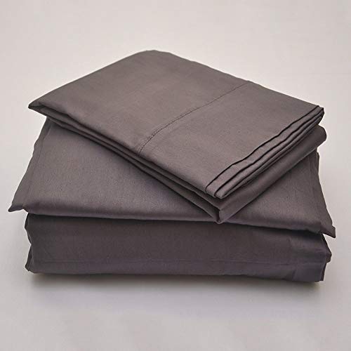 Black Friday - 80% OFF Sam Stores Luxurious 100% Egyptian Cotton 600TC Cal-King Size Attached Waterbed Sheet Set Solid Elephant Grey