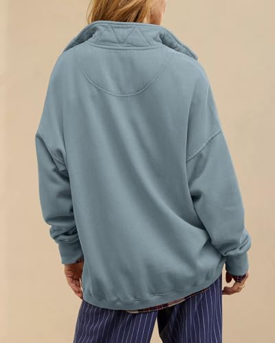 Image of Gacaky Sweatshirt for Women Oversized Casual Long Sleeve Button Henley Neck Pullover Tops Fashion Outfits Clothes