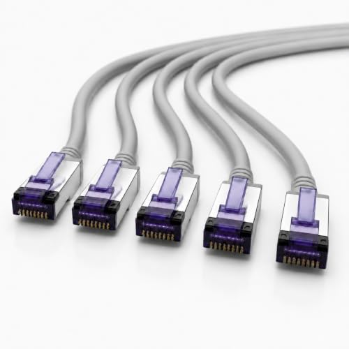 1aTTack.de - 0.25m - CAT6a Superflex Ethernet Gigabit LAN network cable RJ45 CAT6 A patch cable 10000 Mbit s Sftp Pimf 500 MHz compatible with CAT6 CAT5 - gray - 5 pieces