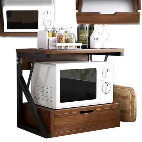 Grille de four à micro-ondes double couche en acier Z de 54 cm brun