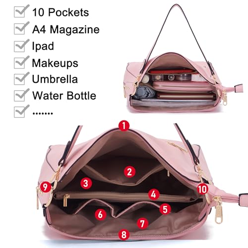 Image of Qiyuer 13 inch Women Spacious Soft PU Handbag Hobo Bag Purse Wallet Set 4pcs | Large, Dual-use Crossbody & Shoulder Bag, Multi-pocket, Divided Compartments, Fits Tablet, Versatile for Daily & Work