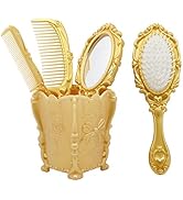 Vintage hand Mirror Comb Set-Dolovemk Girls Cosmetic Classical Wide Tooth Comb,Vintage handheld m...
