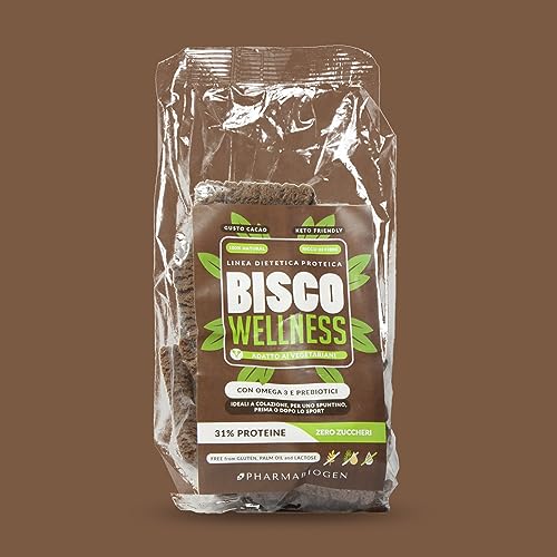 Galletas de proteína Low Carb "Bisco Wellness" con omega3 y prebióticos sabor Cacao. Vegano Formato de 200 g.