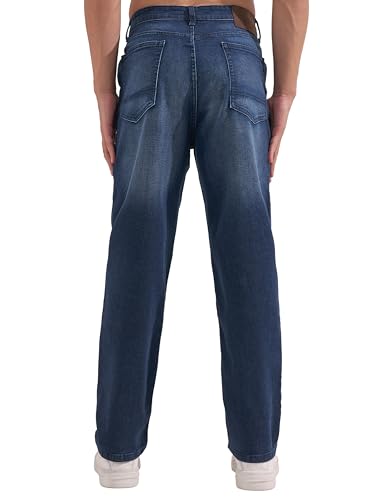 Image of Highlander Men Men's Premium Loose Straight Fit Mid-Rise Cotton Lycra Jeans - Button Closure, Machine Washable, Comfortable All-Day Wear for Casual & Semi-Formal Occasions