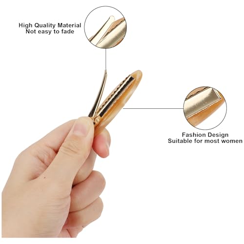 CURASA Pinzas de Pelo Alligator 6PCS de Metal y Resina Acrílica, Broches Antideslizantes, Accesorios Decorativos para Flequillo Marrón para Mujeres y Niñas con Cabello Grueso y Fino miniatura 4