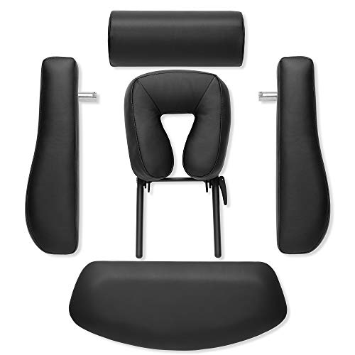 Saloniture Professional 4-Section Electric Lift Massage Table - Includes Armrest, Headrest, Face Cradle And Bolster - Black #TOP5