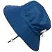 Toddler Boys Quick Dry Sun Protection Hat 50 UPF, Drawstring Adjustable (M: 6-18m, Blue)