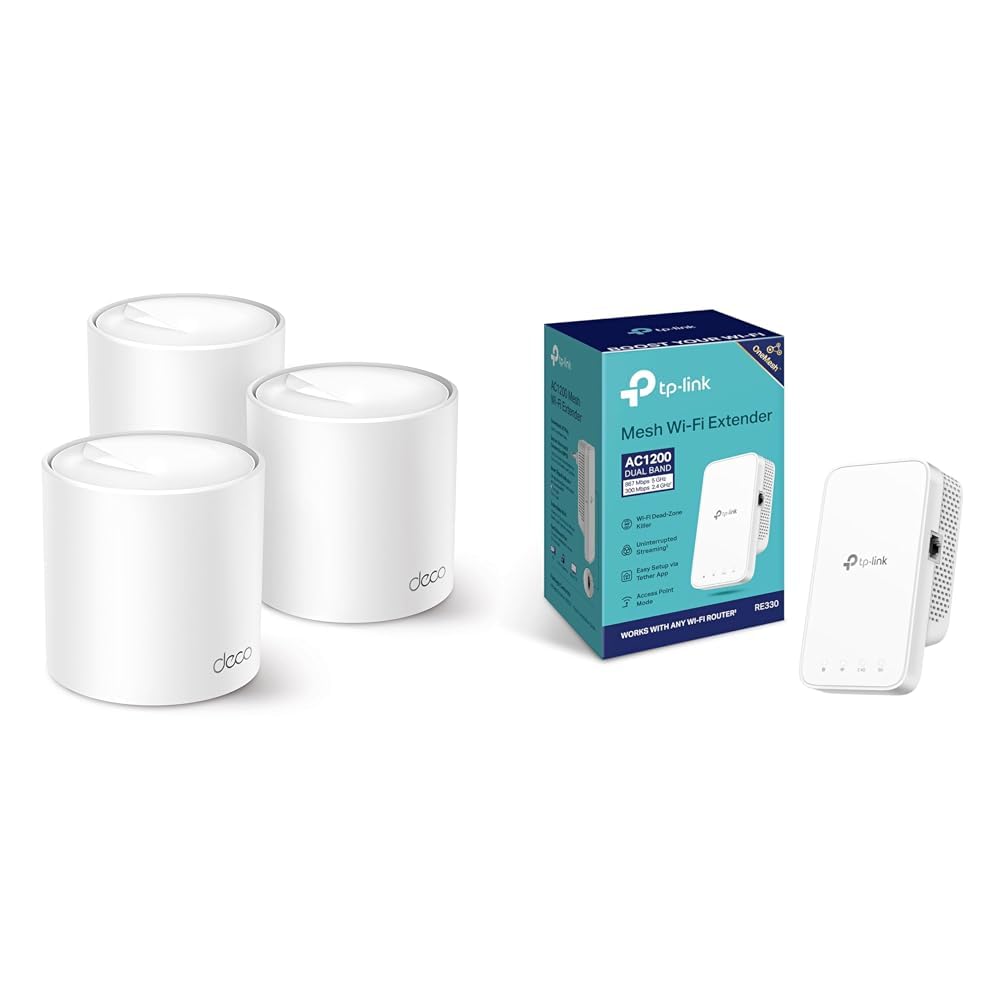 TP-Link Deco X50 Mesh WLAN Set (3 Pack) & RE330 WLAN Verstärker Repeater AC1200