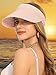 LA CARRIE Wide Brim Straw Visor for Women Sun Hat UV Protection Packable Beach Cap for Summer UPF 50+(Pink)