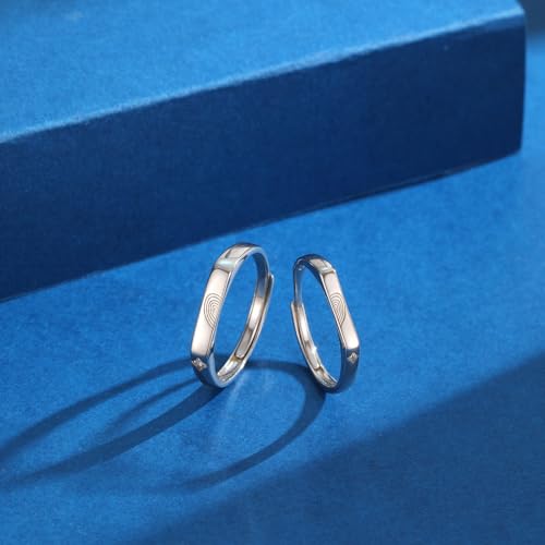 2pcs 18K White Gold Plated 925 Sterling Silver Bridal Couple Rings Bands | Wedding Engagement Anniversary Promise Ring Bridal Sets | Gift Box included4
