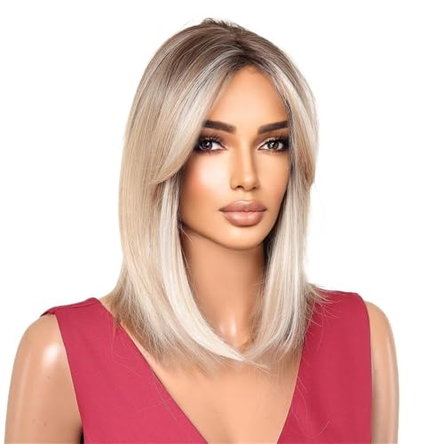 Toppers cheveux Perruque femme mi-longs raides frange en huit