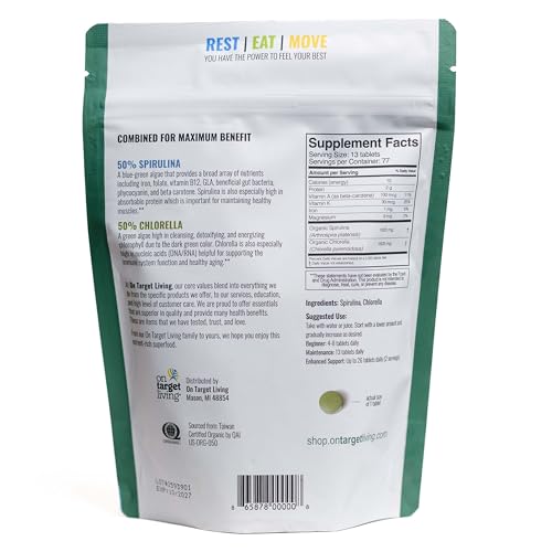On Target Living Organic Spirulina Chlorella Tablets
