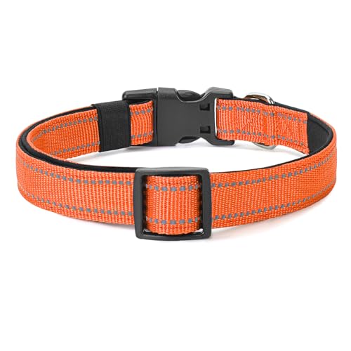 Image of Reflective Dog Collar, Adjustable Nylon for Medium Dogs,Orange