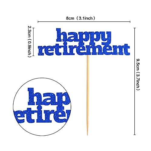 Keaziu 48 Pack Blue Happy Retirement Cupcake Toppers Retirement Theme Birthday Party Cake Decorations Supplies #TOP5