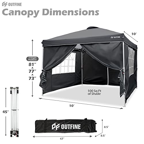 Outfine J-DISPLAY Canopy 10'X10' Pop Up Commercial Instant Gazebo Tent, Fully Waterproof, Outdoor Party Canopies With 4 Removable Sidewalls thumb #3