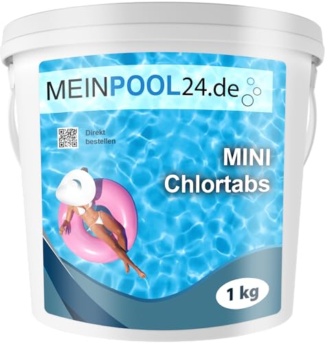 Meinpool24.de 200 Stück Mini - Chlortabletten a 5 Gramm = 1 kg schnelllösliche Tabs für Pool, Aufstellpool, Planschbecken, Gartenpool, Kinderpools & Whirlpool Wasserpflege Poolreinigung & Desinfektion