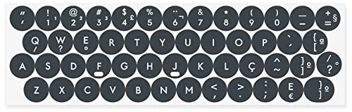 Adesivos redondos Português ABNT2 para teclado 14mm servem para Logitech K380, K480 (Cinza)