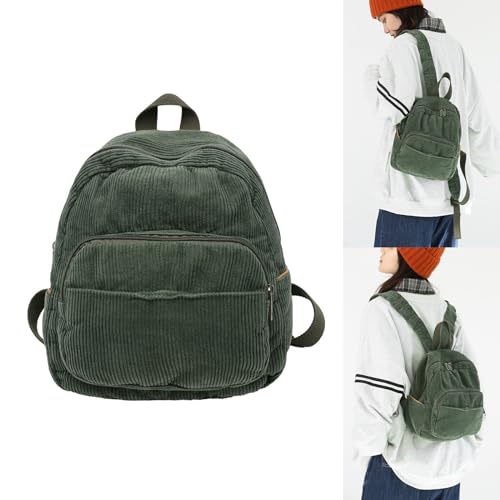 Vintage Corduroy Backpack Retro Travel Daypack Casual Rucksack for Fashionable Women2