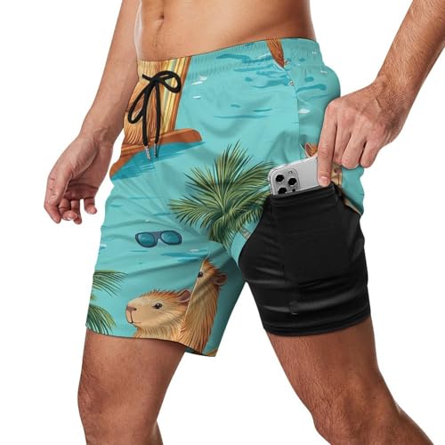 Cute Capybaras Beach Men's Board Shorts Swimsuit Beach Pants Swimwear Bathing Suits2