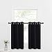 Black Small Window Valances Curtains - Thermal Insulated Home Decor Blackout Grommet Tier Curtains Drapes by NICETOWN (29W by 36L Inches, Black, 2 Pieces)