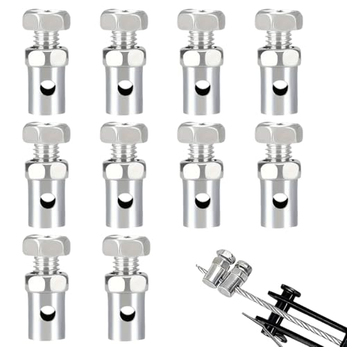 10 Stück Schraubnippel für Bowdenzug, 2.5mm Max Bowdenzug Klemme aus Kupferlegierung, Universelle Kabelschlusskappen für Fahrrad, Motorrad, Rasenmäher, Go-Kart und Traktor