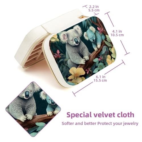 Boîte à bijoux koala double couche avec compartiments optimisés bagues et boucles - 6