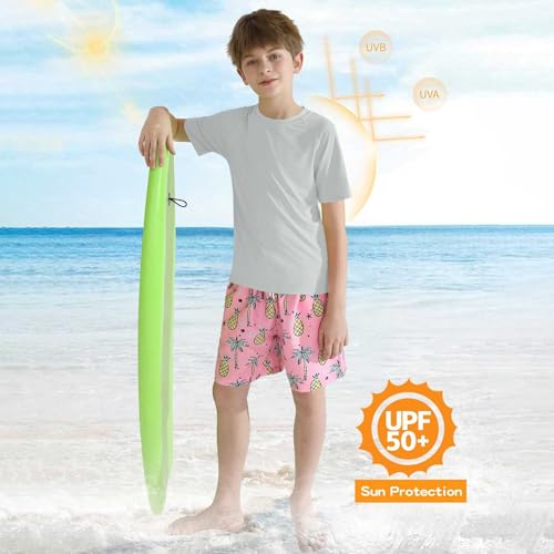 Kids Boys Girls Short Sleeve T Shirts Unisex Solid Round Neck Quick Dry Rash Guard UPF50+ Swim Tops Comfy Athletic Tees2