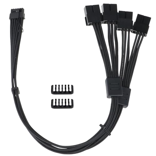 Female Sleeved Extension Cable, 16Pin(12+4) Male to PCIE 5.0 3x8(6+2) Pin, Cable Compatible for GPU GeForce RTX 3090Ti & RTX 4080 4090, Sleeved Power Extension