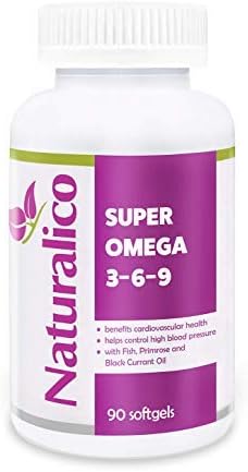 Naturalico Super Omega 3-6-9 | USA Made | GMO Free | Black Currant, Flaxseed, Evening Primrose Oil & Omega-3 Fish Oil | Balanced EPA & DHA for Women and Men | 90 softgels for 45 Days
