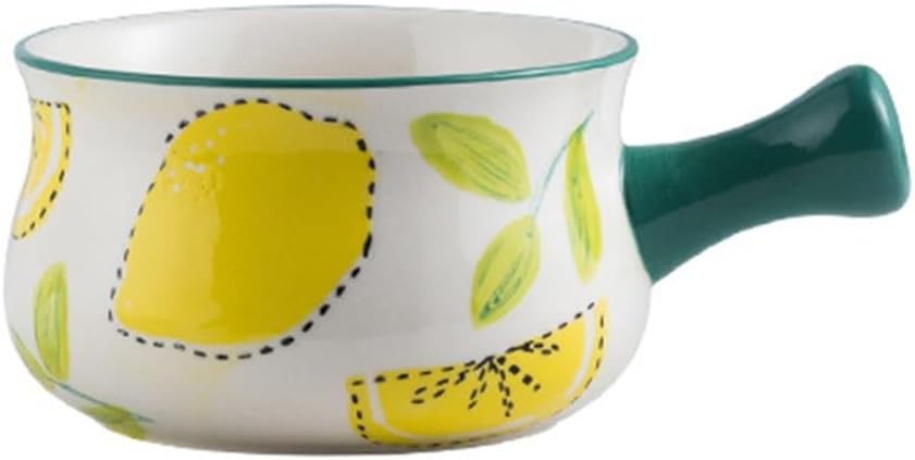 Hand-painted Fresh Lemon Breakfast Tableware for Person Ceramic Cereal Handle Bowl Dinner Plate Milk Glass