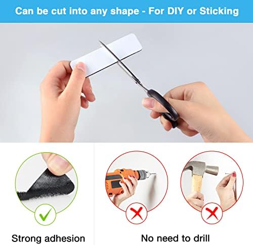 HOMMAND Double Sided Hook and Loop Pads, 24 Pcs Hook and Loop Tape Self Adhesive Heavy Duty Sticky Pads, Extra Strong Fastening Tape Hook and Loop Fastener, Rectangle/Squares/Round (Black)