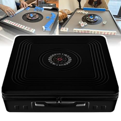 Portable Mahjong Table, Automatic Mahjong, Foldable Mahjong Table w/ 144 Magnetic Tiles, Auto Shuffling Mah Jong Table for Indoor & Outdoor, Easy Carry Mahjong Set,White
