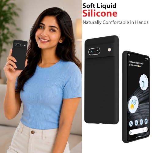 Image of KACA Silicone Back Case for Google Pixel 7a, Soft-Touch, Shockproof Phone Back Cover for Google Pixel 7a (Black)