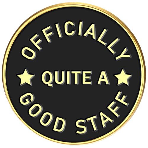 Image of Suncalla 48pcs Motivational Lapel Pins Bulk, Black Enamel Brooches Officially Quite a Good Staff Star Lapel Pins for Jackets, Backpacks, Hats, Gifts for Coworkers, Team Activities