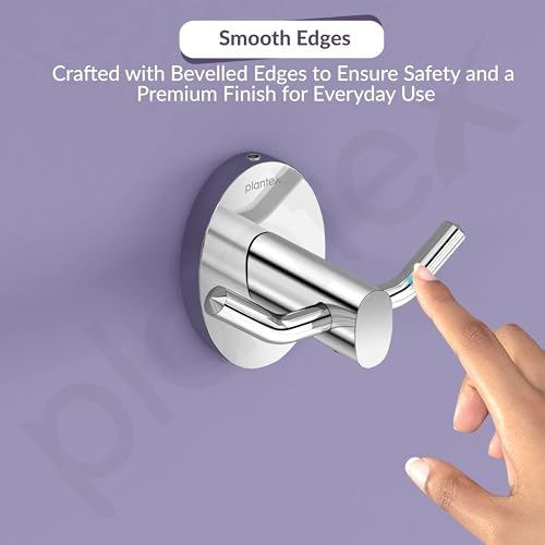 Image of Plantex 304 Grade Stainless Steel Hooks for Hanging Clothes and Towels in Bathroom /Living Room /Bathroom Accessories - Olive (Chrome)
