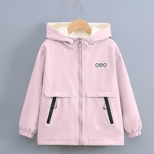 Kids Rain Jackets Waterproof with Hood Full Zip Warm Fleece Lined Jackets Casual Outerwear Waterproof Raincoat2