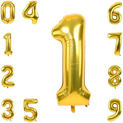 Gold 0 Balloons,40 Inch Numbers 0-9 Foil Balloons Birthday Party Decorations,Anniversary