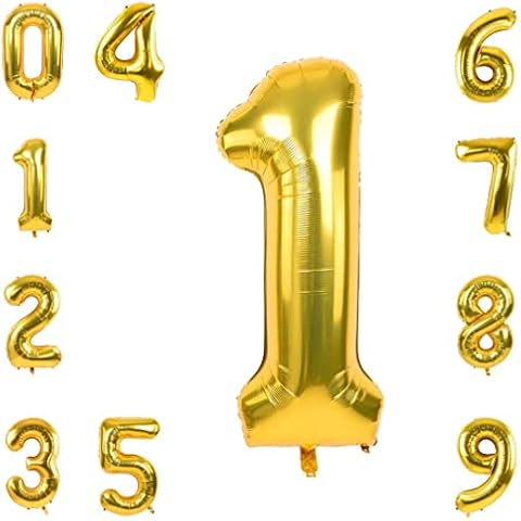 Gold 1 Balloons,40 Inch Numbers 0-9 Foil Balloons Birthday Party Decorations,Anniversary Cover