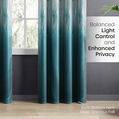 Image of haus & kinder Blackout Door Curtains 7 Feet Long Pack of 2 Door Curtains, 7 Feet Curtains for Door, 80% Room Darkening (Turquoise, 114x213 CM)