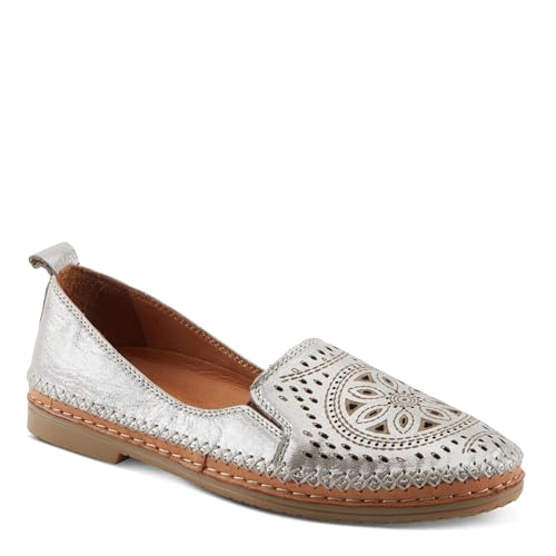 Image of Spring Step Women's Ingrid Loafers - Premium Leather Slip-On with Laser Cutout Design, Elastic Goring and Lightweight Flat Sole for Comfortable Stylish Wear