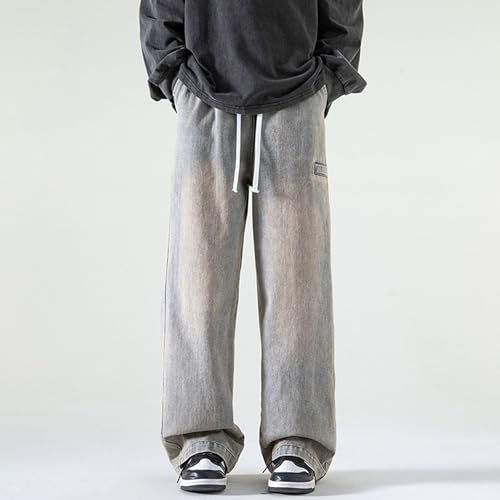 Stretch Layered Jeans Men's Slim Straight Leg Overalls Casual Straight Leg Hip Hop Pants with Pockets2