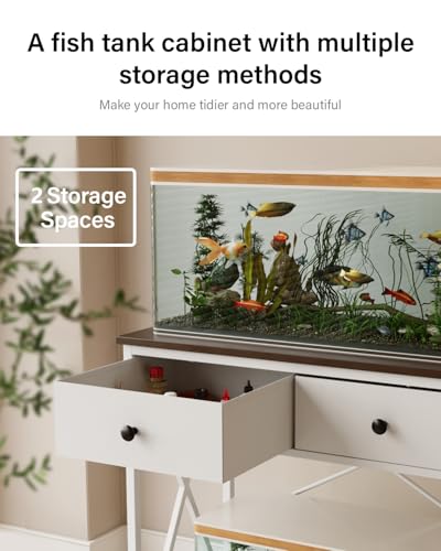 Image of Fish Tank Stand 29 Gallon: Sturdy Aquarium Stand with Accessories Storage - Metal Fish Tank Table for 20-29 Gallon Reptile Breeder Turtle Terrarium - 30.7 inchx16.5 inch Weight Capacity 330 lbs