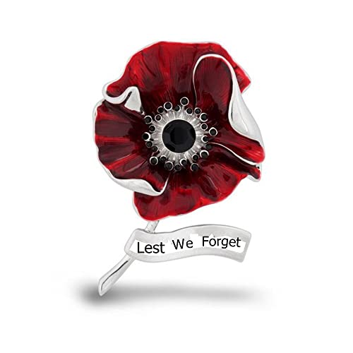 Image of SaiDian 1Pcs Red Poppy Brooches Remembrance Day Poppy Pin Poppy Flower Brooch Pins Rhinestone Flowers Brooch for Women Men