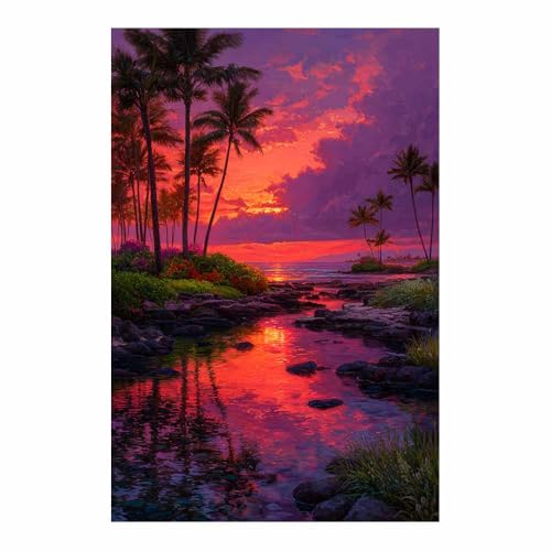 Grande peinture à l'huile moderne CUDAOO paysage violet 70x100cm