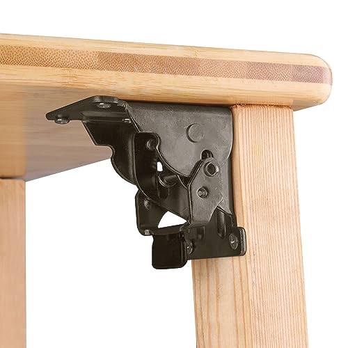 GENHAKON 10 Pack Heavy-Duty Folding Table Leg Brackets, Self-Locking Hinge, Foldable Support Bracket with Screws for DIY Tables, Beds, Folding Workbenches