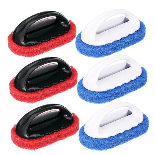 Ipetboom 6pc Set Bath Tub and Shower Brush Tile Floor Cleaning Brush Bathroom Cleaning Supplies Soft Sturdy Random Color