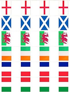Six Nations Flag Bunting Decoration - 60m 198ft - 120 Flag - Plastic all Weather - England, Scotland, Wales, Ireland, France & Italy Banner - Hang on Windows, Doors - Indoor Outdoor Use