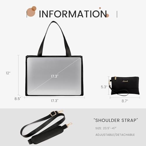 Image of LOVEVOOK Laptop Bag for Women 17.3 Inch Laptop Tote Work Bags Professional Leather Computer Briefcase Waterproof Handbag Shoulder Large Capacity Business Teacher Office Crossbody Purse
