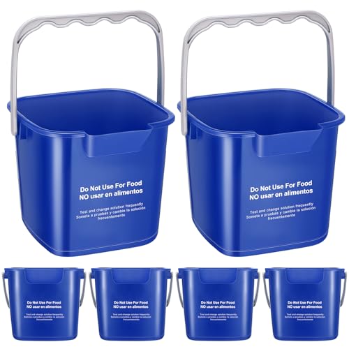 Image of Roshtia 6 Pcs 6 Quart Cleaning Bucket Small Sanitizing Square Bucket Detergent Pail for Home Commercial Restaurant Kitchen Office School (Blue)