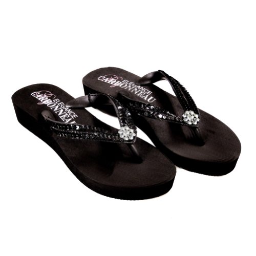 SUMMER Women's Low Heel Flip Flop Black Foam Rubber Sandal - 8 M US